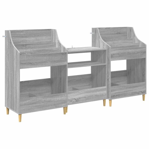 vidaXL Sada políc na médiá 3 ks Sivý Sonoma 212 x 46 x 112 cm – Obrázok 2