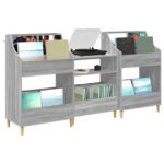 vidaXL Sada políc na médiá 3 ks Sivý Sonoma 212 x 46 x 112 cm – Obrázok 3