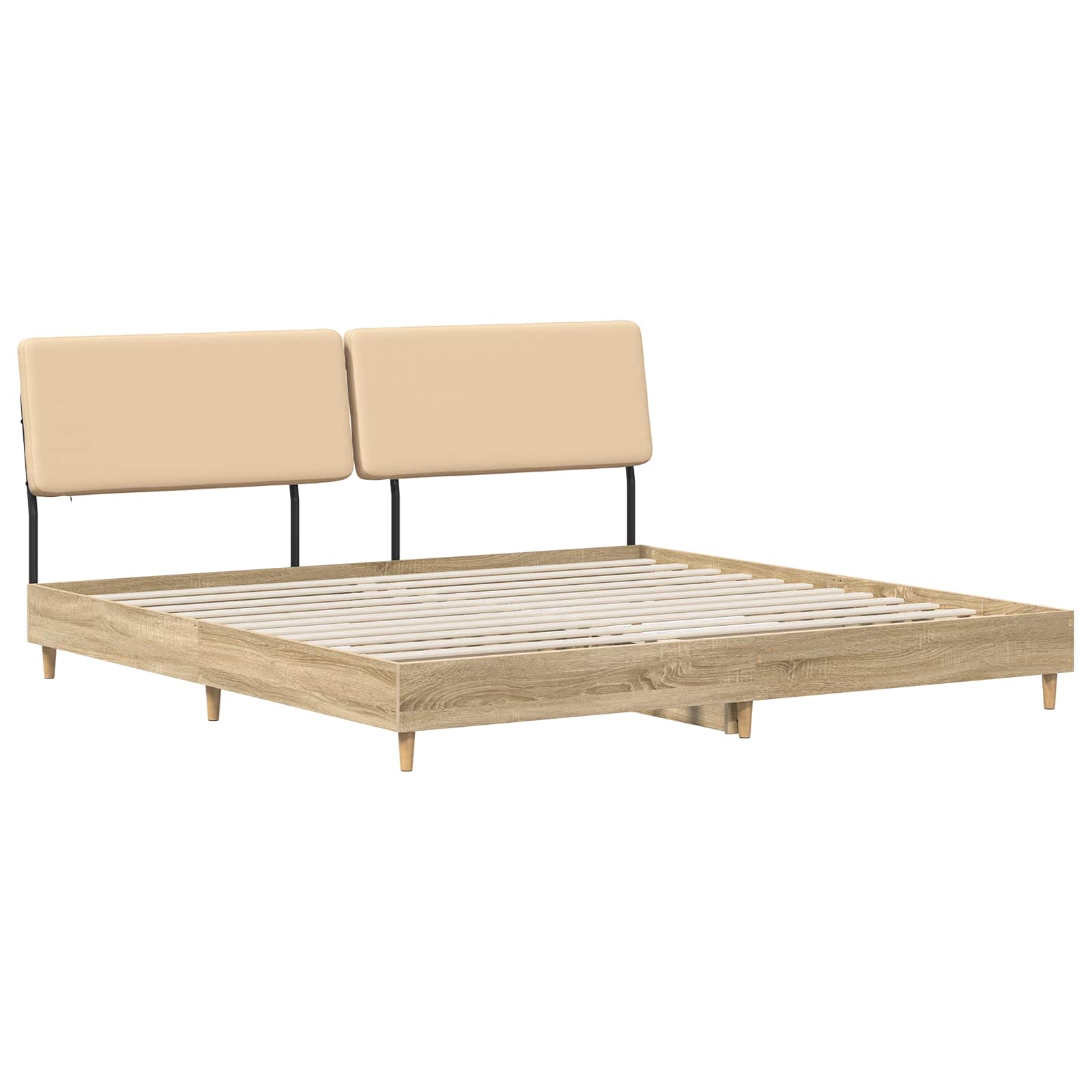 3439472_1.jpg vidaXL Manželská posteľ s čelom Dub sonoma a krémová 200 x 200 cm – Obrázok 1