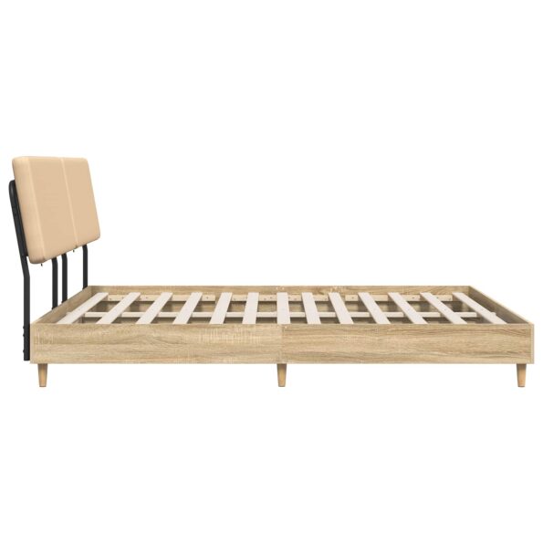 vidaXL Manželská posteľ s čelom Dub sonoma a krémová 200 x 200 cm – Obrázok 4
