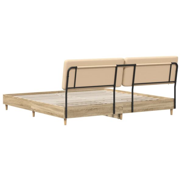 vidaXL Manželská posteľ s čelom Dub sonoma a krémová 200 x 200 cm – Obrázok 5