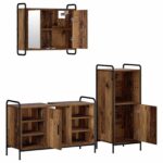vidaXL Set kabinetov do kúpeľne 3 ks Staré drevo 40 x 36 x 99,5 cm – Obrázok 6