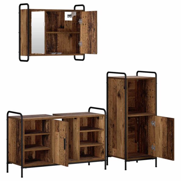 vidaXL Set kabinetov do kúpeľne 3 ks Staré drevo 40 x 36 x 99,5 cm – Obrázok 6