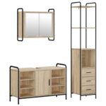 vidaXL Set kabinetov do kúpeľne 3 ks Dub sonoma 40 x 36 x 200,5 cm – Obrázok 2