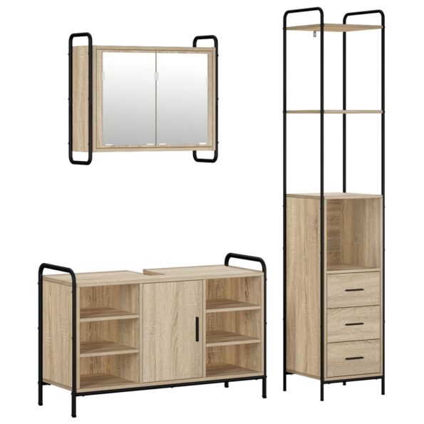 vidaXL Set kabinetov do kúpeľne 3 ks Dub sonoma 40 x 36 x 200,5 cm – Obrázok 2