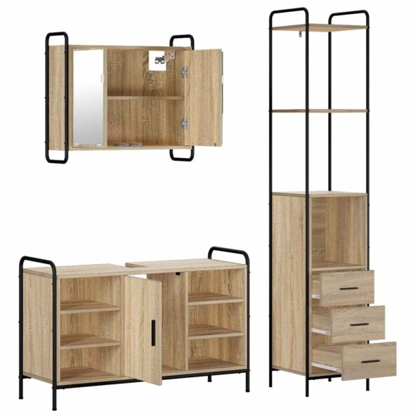vidaXL Set kabinetov do kúpeľne 3 ks Dub sonoma 40 x 36 x 200,5 cm – Obrázok 6