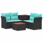 vidaXL Sada pohoviek 6 ks Čierna a modrá 55 x 55 x 37 cm – Obrázok 2