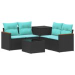 vidaXL Sada pohoviek 6 ks Čierna a modrá 55 x 55 x 37 cm – Obrázok 2