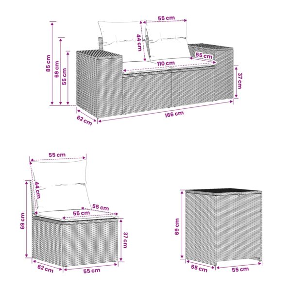 vidaXL Sada pohoviek 5 ks Čierna a modrá 200 x 200 x 85 cm – Obrázok 11