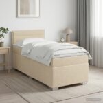 vidaXL Posteľ boxspring s matracom Krémová 90 x 200 cm Látka