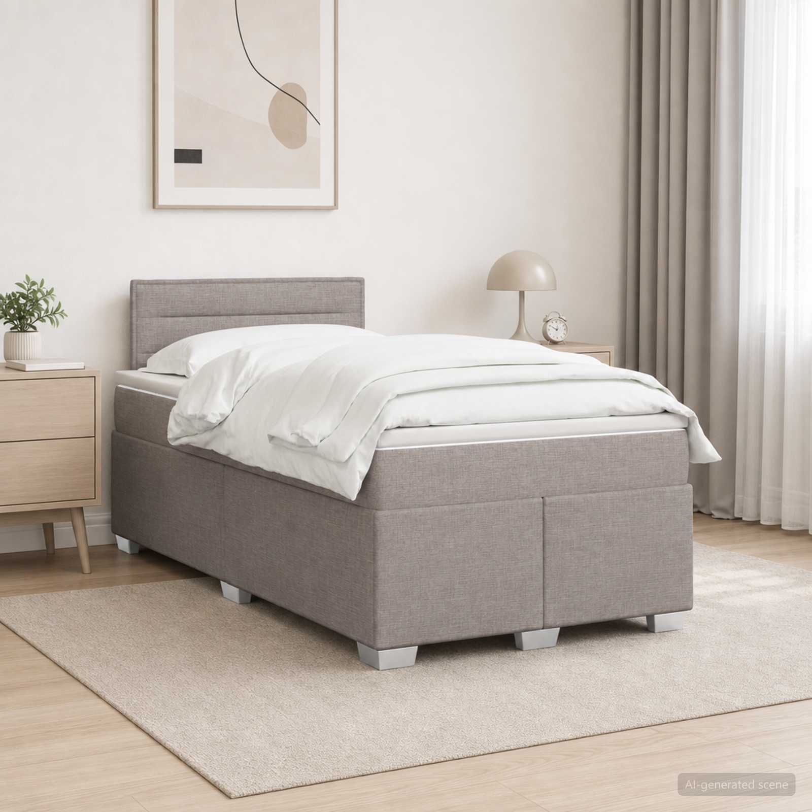 3450429_1.jpg vidaXL Posteľ boxspring s matracom Sivohnedá 120 x 190 cm Látka – Obrázok 1