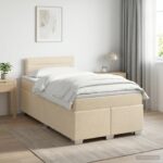 vidaXL Posteľ boxspring s matracom Krémová 120 x 200 cm Látka – Obrázok 11