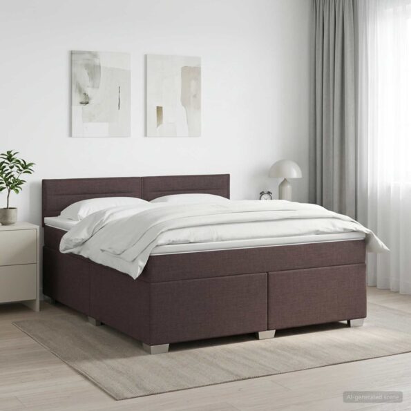 vidaXL Posteľ boxspring s matracom Tmavohnedá 140 x 190 cm Látka – Obrázok 11