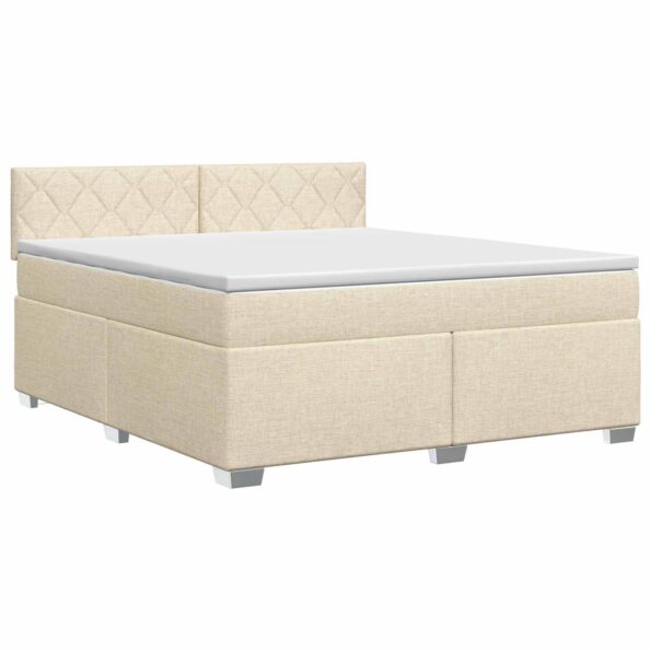 vidaXL Posteľ boxspring s matracom Krémová 140 x 200 cm Látka – Obrázok 2