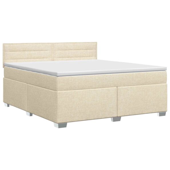 vidaXL Posteľ boxspring s matracom Krémová 160 x 200 cm Látka – Obrázok 2