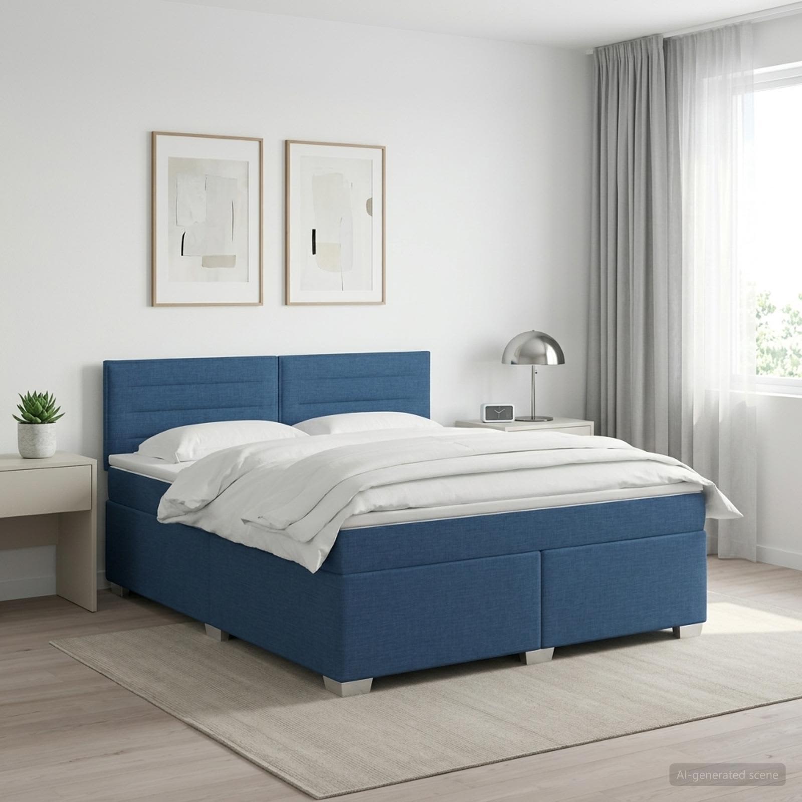 3450515_1.jpg vidaXL Posteľ boxspring s matracom Modrá 160 x 200 cm Látka – Obrázok 1