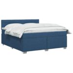 vidaXL Posteľ boxspring s matracom Modrá 160 x 200 cm Látka – Obrázok 3