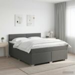 vidaXL Posteľ boxspring s matracom Tmavosivá 180 x 200 cm Látka – Obrázok 11