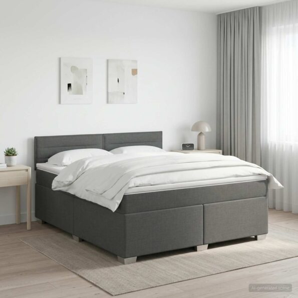 vidaXL Posteľ boxspring s matracom Tmavosivá 180 x 200 cm Látka – Obrázok 11
