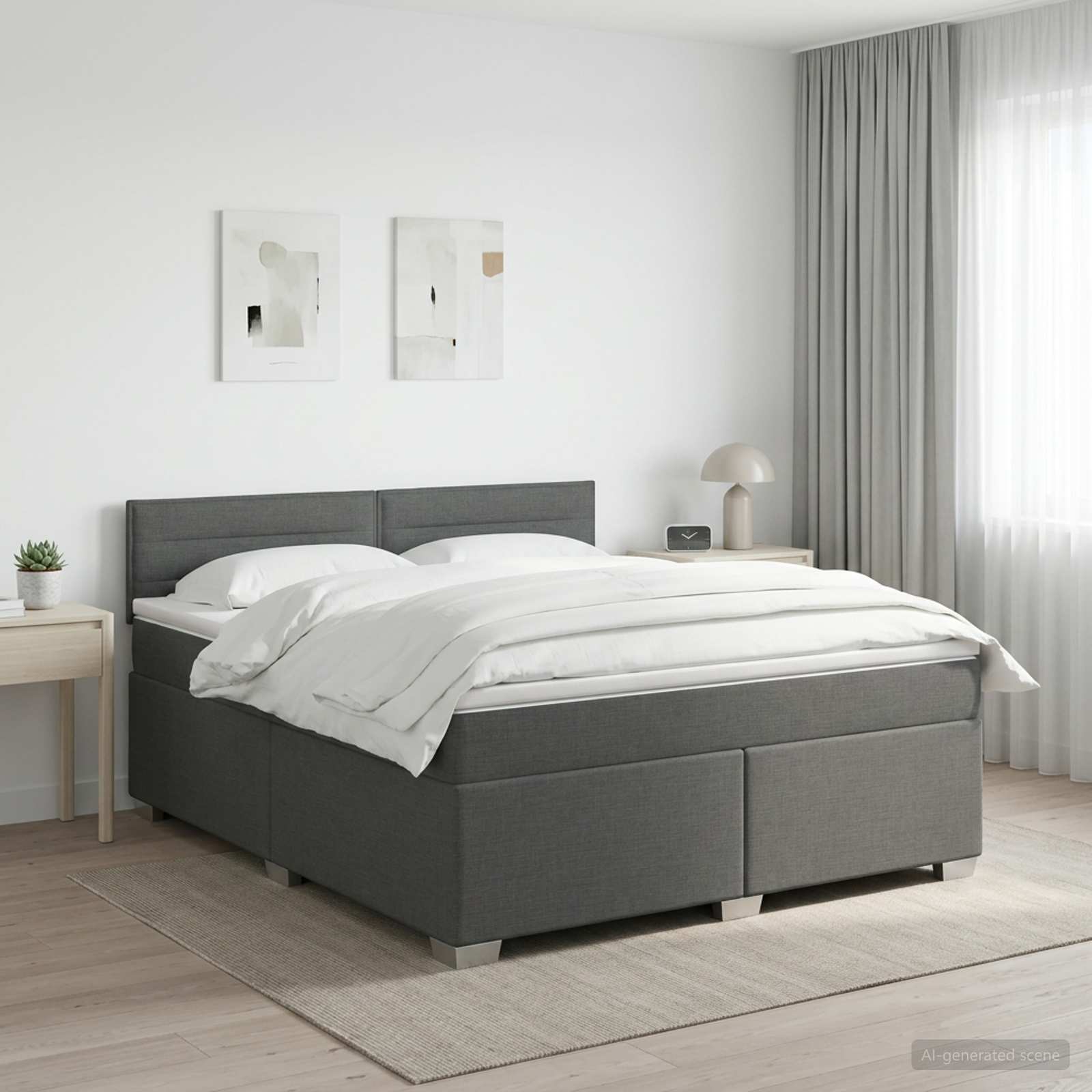 3450531_1.jpg vidaXL Posteľ boxspring s matracom Tmavosivá 180 x 200 cm Látka – Obrázok 1