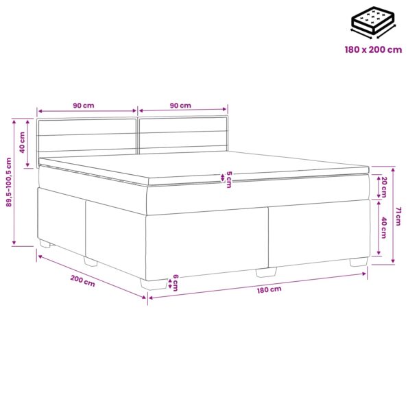 vidaXL Posteľ boxspring s matracom Tmavohnedá 180 x 200 cm Látka – Obrázok 10