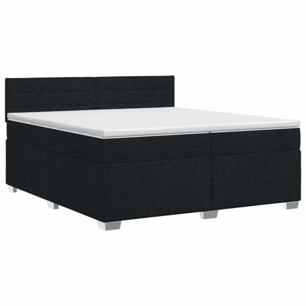 vidaXL Posteľ boxspring s matracom Čierna 200 x 200 cm Látka – Obrázok 2