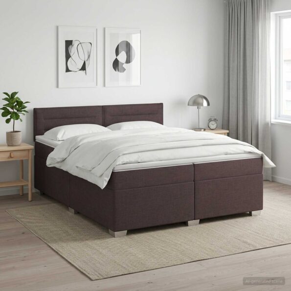 vidaXL Posteľ boxspring s matracom Tmavohnedá 200 x 200 cm Látka – Obrázok 11