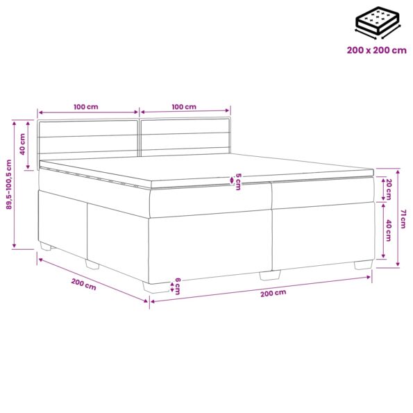 vidaXL Posteľ boxspring s matracom Tmavohnedá 200 x 200 cm Látka – Obrázok 10