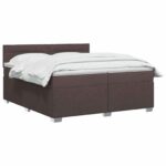 vidaXL Posteľ boxspring s matracom Tmavohnedá 200 x 200 cm Látka – Obrázok 2
