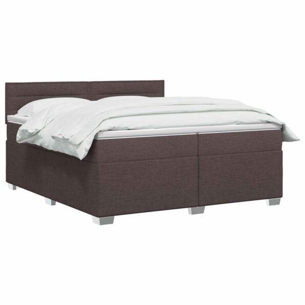 vidaXL Posteľ boxspring s matracom Tmavohnedá 200 x 200 cm Látka – Obrázok 2