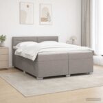 vidaXL Posteľ boxspring s matracom Sivohnedá 200 x 200 cm Látka