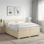 vidaXL Posteľ boxspring s matracom Krémová 200 x 200 cm Látka – Obrázok 11