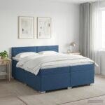 vidaXL Posteľ boxspring s matracom Modrá 200 x 200 cm Látka