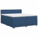 vidaXL Posteľ boxspring s matracom Modrá 200 x 200 cm Látka – Obrázok 2