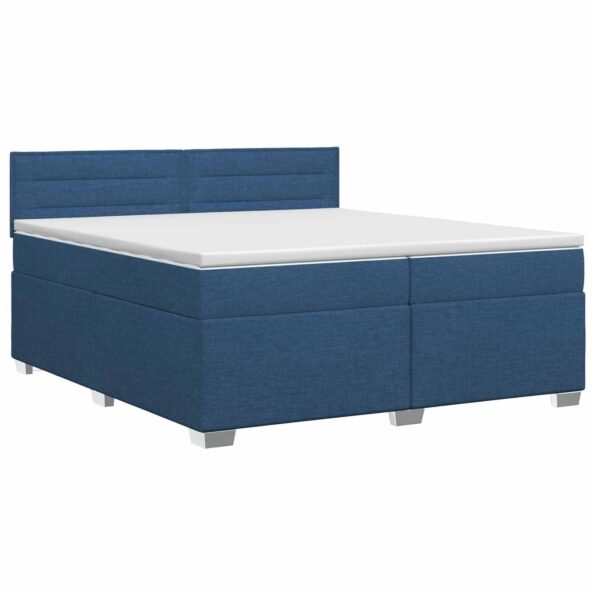 vidaXL Posteľ boxspring s matracom Modrá 200 x 200 cm Látka – Obrázok 2