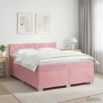 vidaXL Posteľ boxspring s matracom Ružová 140 x 190 cm Zamat