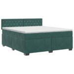 vidaXL Posteľ boxspring s matracom Tmavozelená 160 x 200 cm Zamat – Obrázok 2