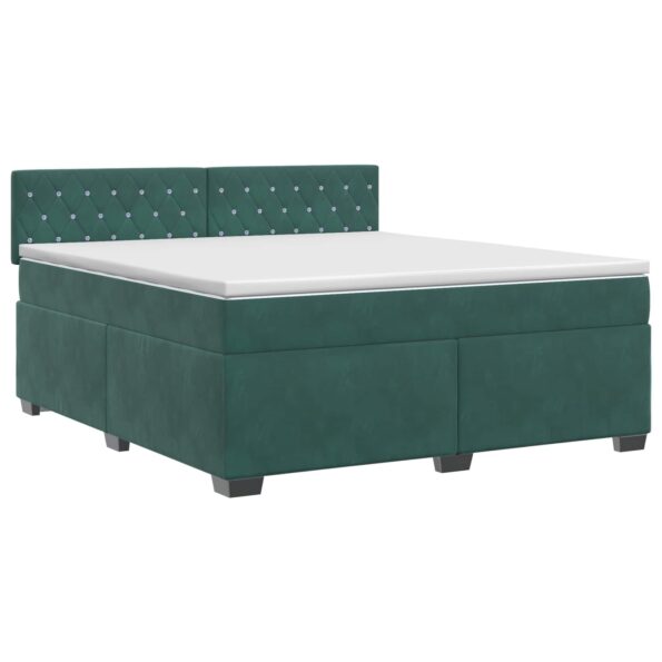 vidaXL Posteľ boxspring s matracom Tmavozelená 160 x 200 cm Zamat – Obrázok 2