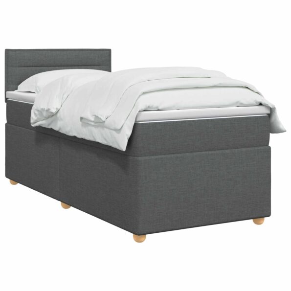vidaXL Posteľ boxspring s matracom Tmavosivá 90 x 190 cm Látka – Obrázok 2