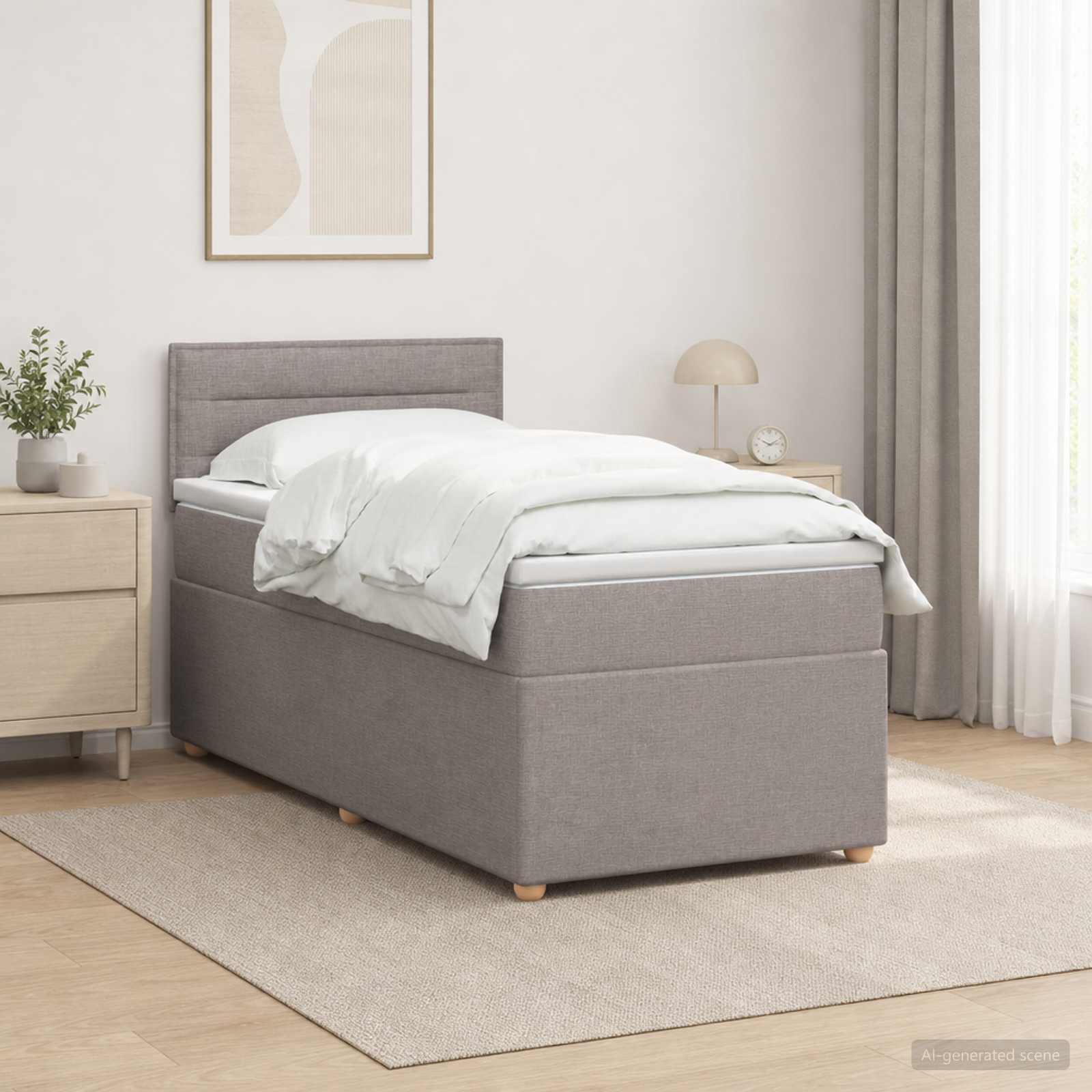 3450843_1.jpg vidaXL Posteľ boxspring s matracom Sivohnedá 90 x 190 cm Látka – Obrázok 1