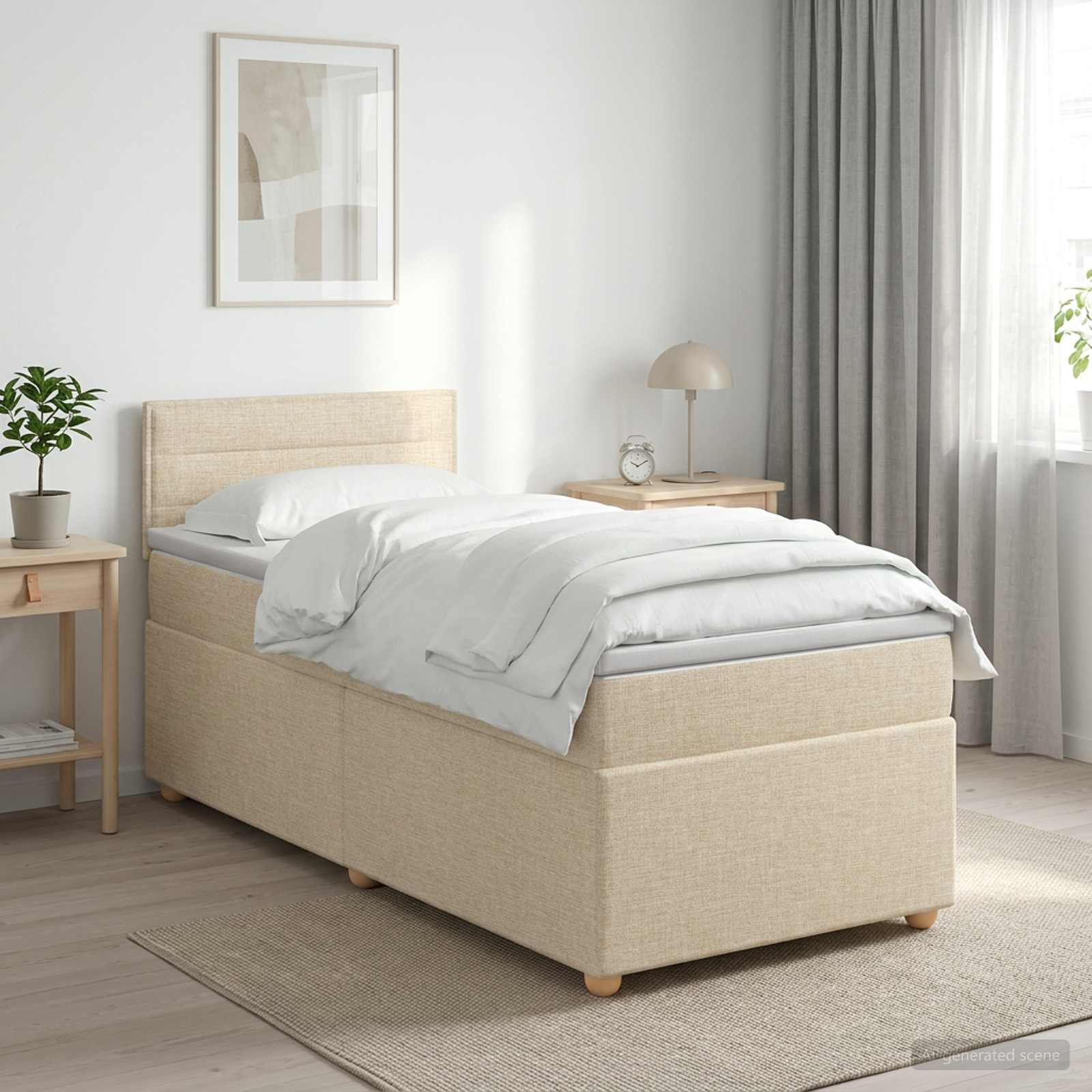 3450844_1.jpg vidaXL Posteľ boxspring s matracom Krémová 90 x 190 cm Látka – Obrázok 1