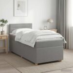 vidaXL Posteľ boxspring s matracom Svetlosivá 90 x 200 cm Látka