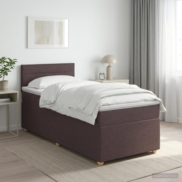 vidaXL Posteľ boxspring s matracom Tmavohnedá 90 x 200 cm Látka – Obrázok 11