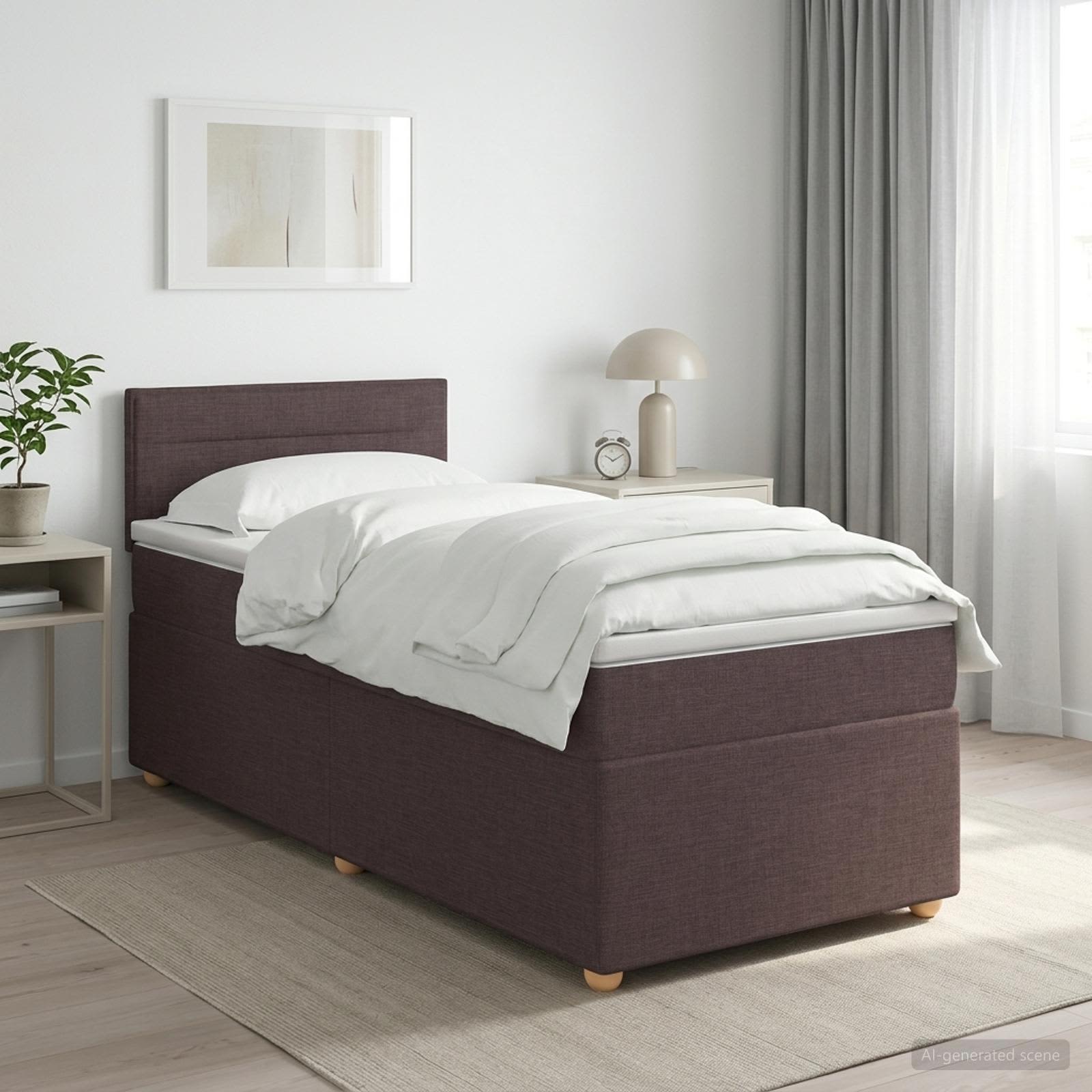 3450863_1.jpg vidaXL Posteľ boxspring s matracom Tmavohnedá 90 x 200 cm Látka – Obrázok 1
