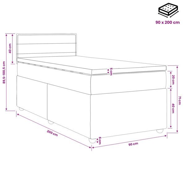 vidaXL Posteľ boxspring s matracom Krémová 90 x 200 cm Látka – Obrázok 10