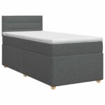 vidaXL Posteľ boxspring s matracom Tmavosivá 100 x 200 cm Látka – Obrázok 2
