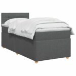 vidaXL Posteľ boxspring s matracom Tmavosivá 100 x 200 cm Látka – Obrázok 3