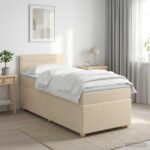 vidaXL Posteľ boxspring s matracom Krémová 100 x 200 cm Látka – Obrázok 11