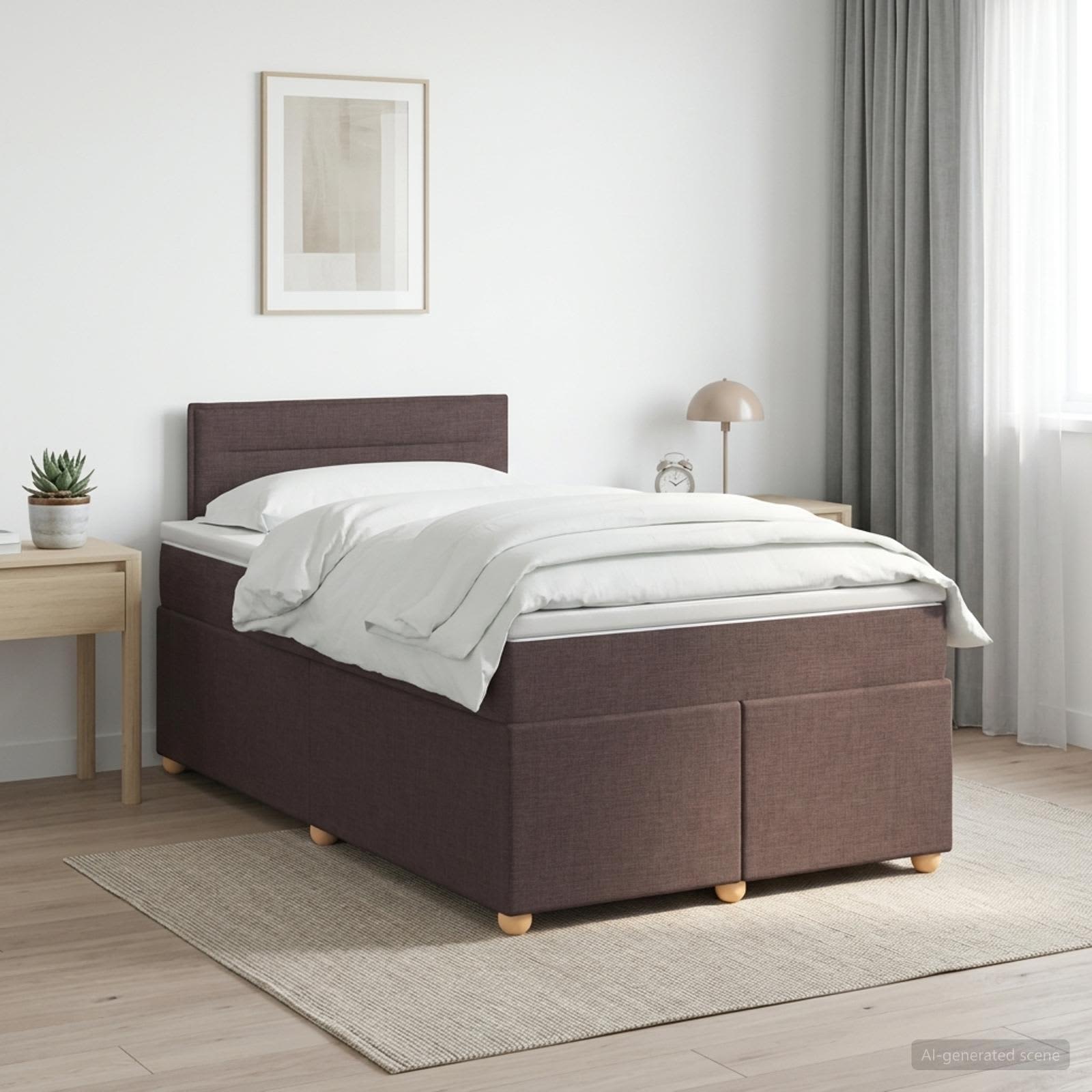 3450905_1.jpg vidaXL Posteľ boxspring s matracom Tmavohnedá 120 x 190 cm Látka – Obrázok 1