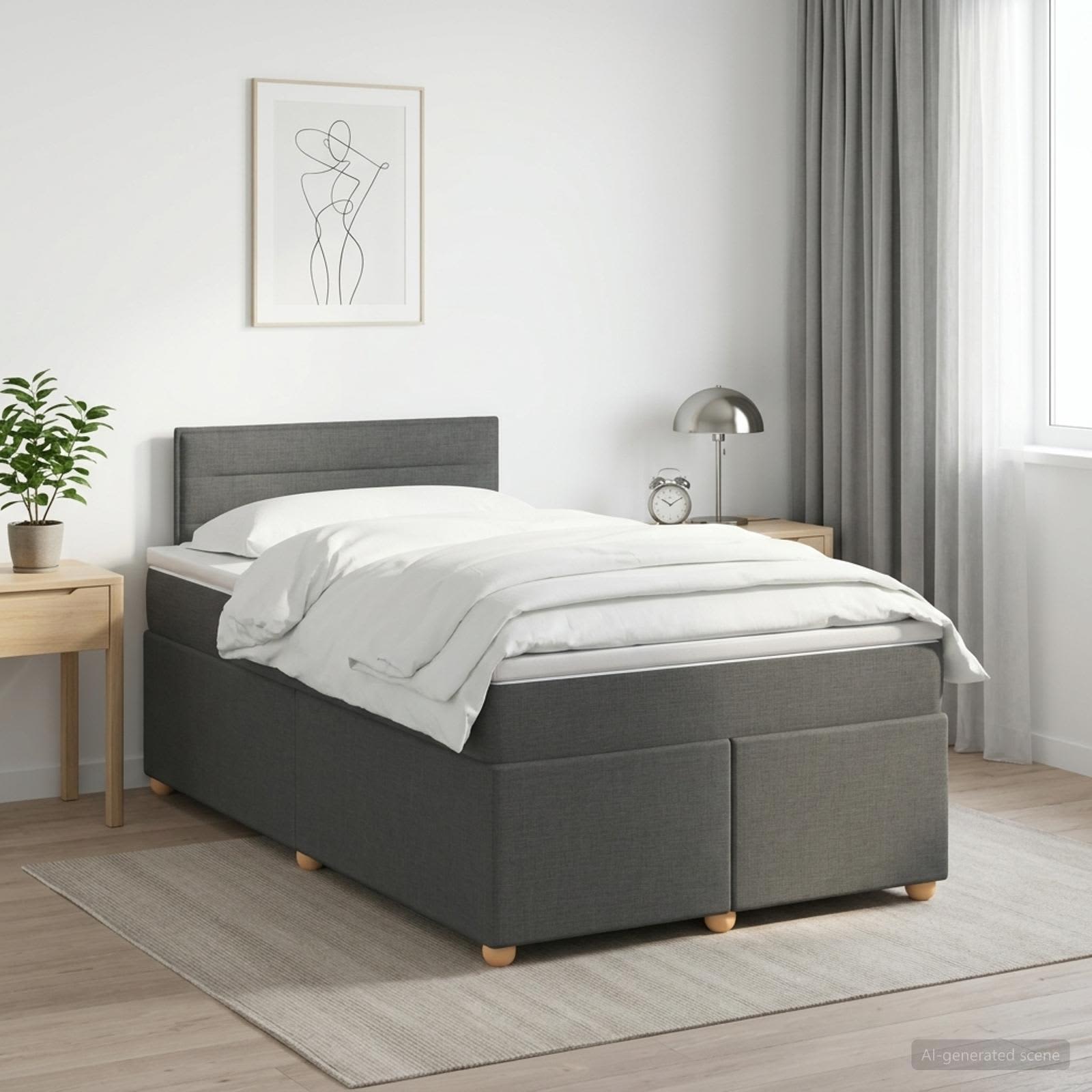 3450924_1.jpg vidaXL Posteľ boxspring s matracom Tmavosivá 120 x 200 cm Látka – Obrázok 1